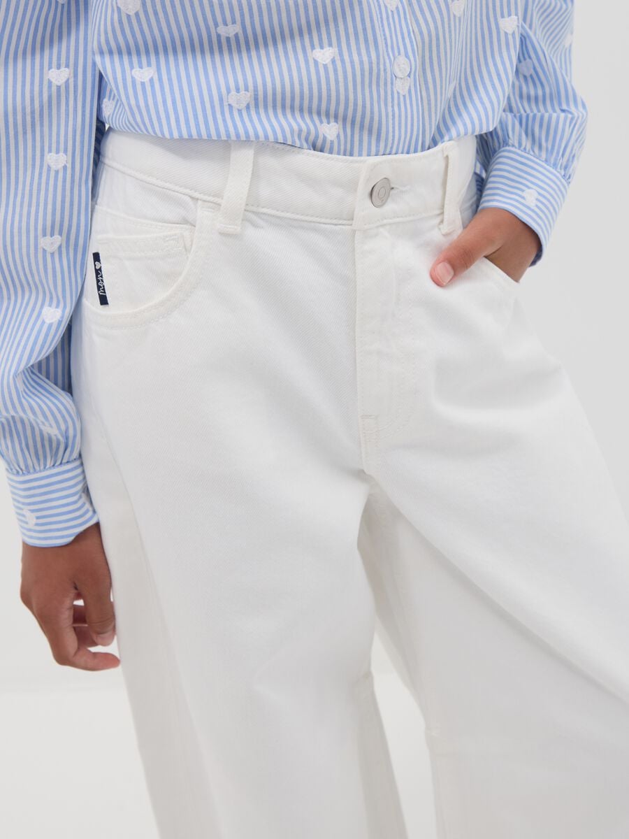 Girls&rsquo; white baggy pure cotton trousers_2