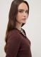 Brown ribbed viscose-blend polo-collar top_0