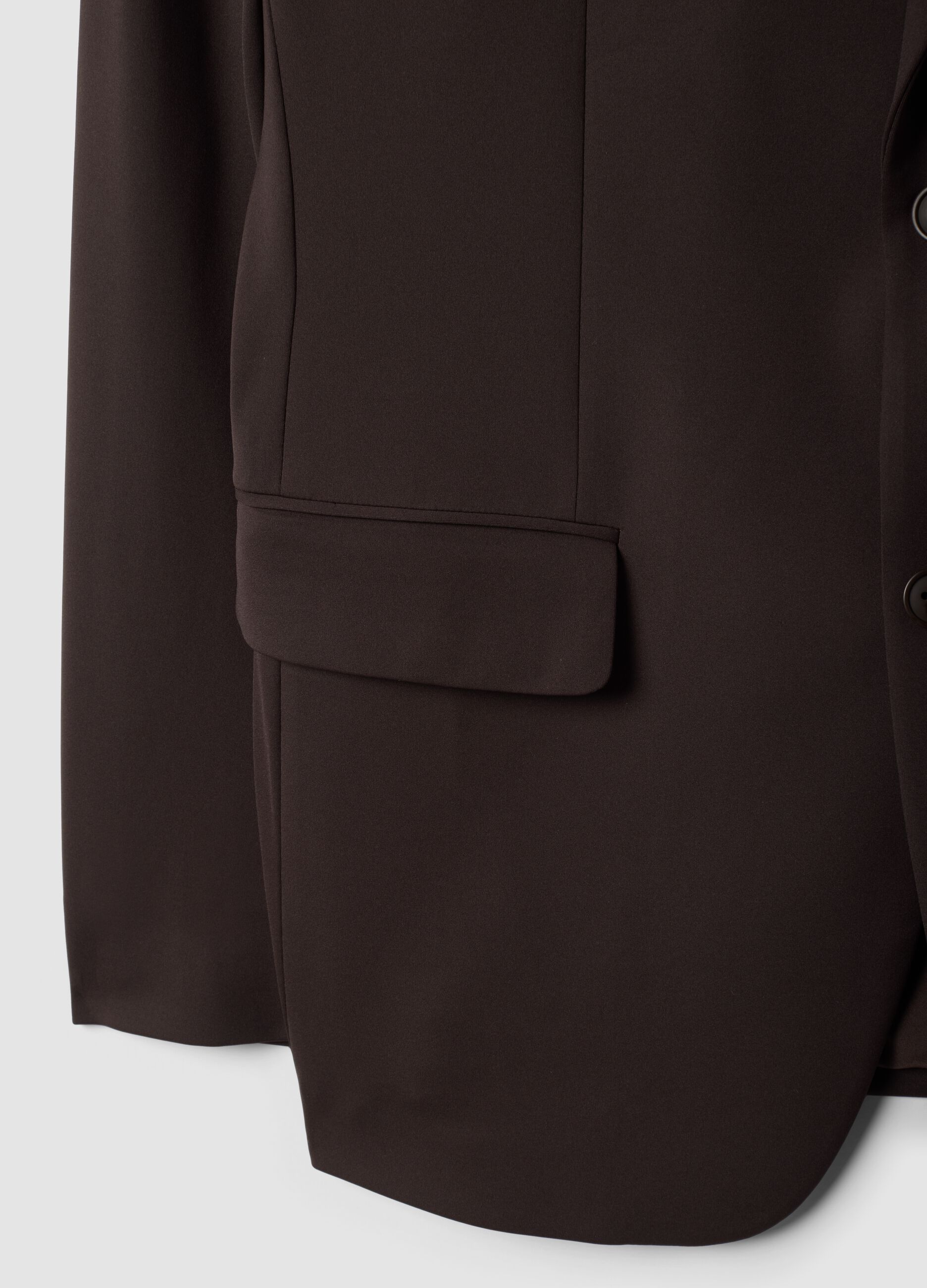 Brown slim-fit 4-way stretch blazer, easy iron