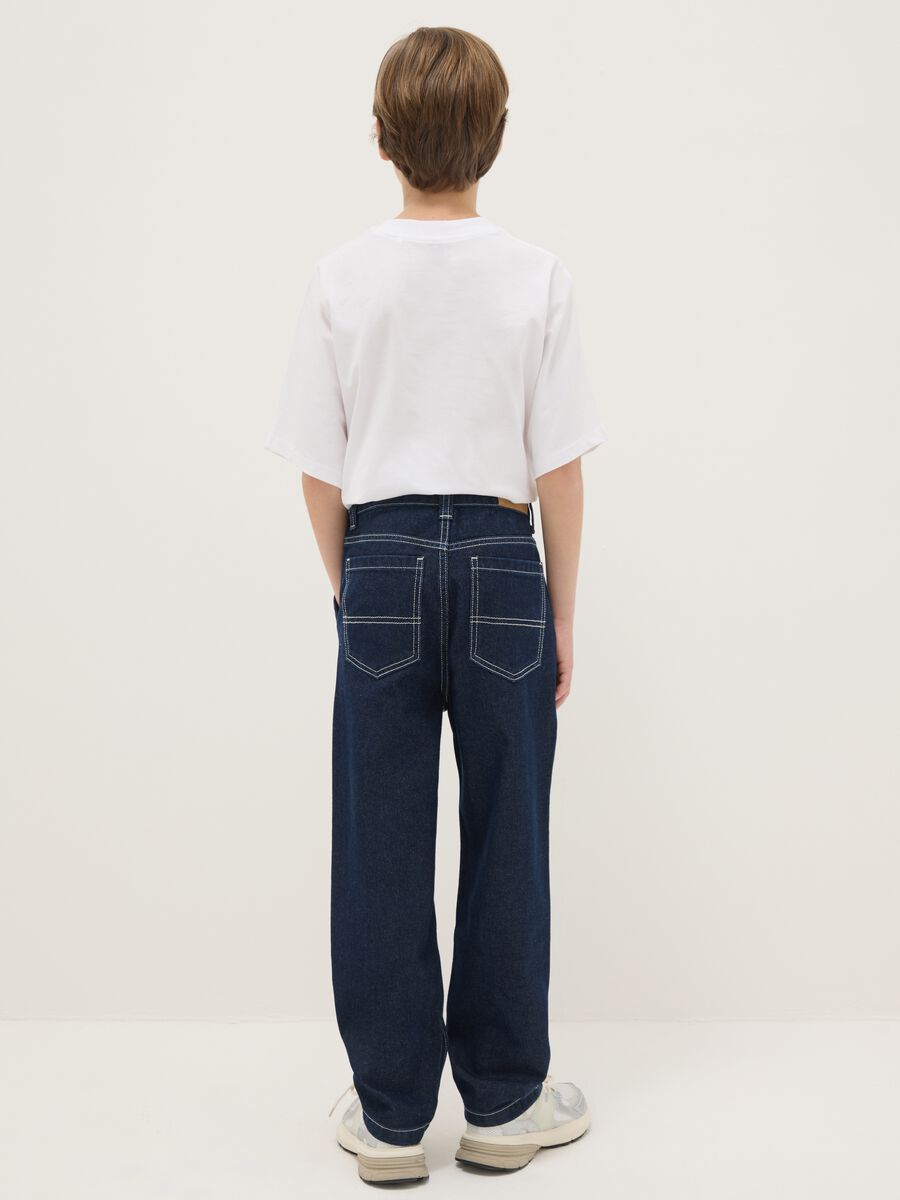 Boys' blue pure cotton relaxed fit jeans_1