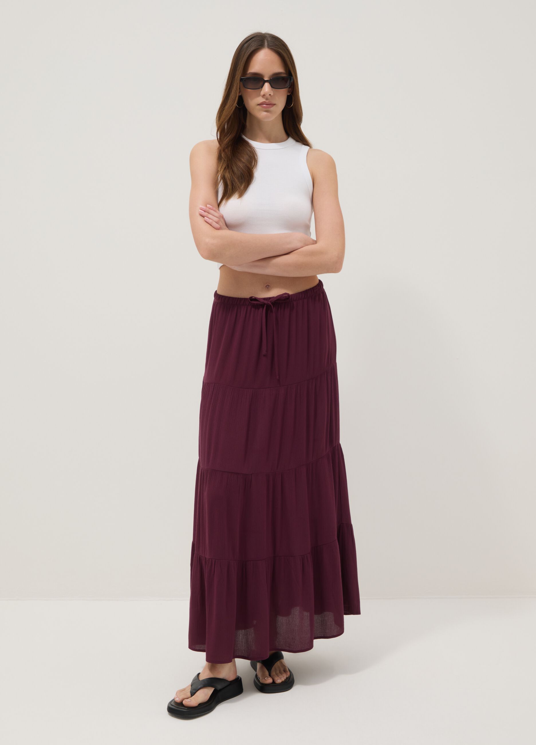 Long purple skirt in pure viscose