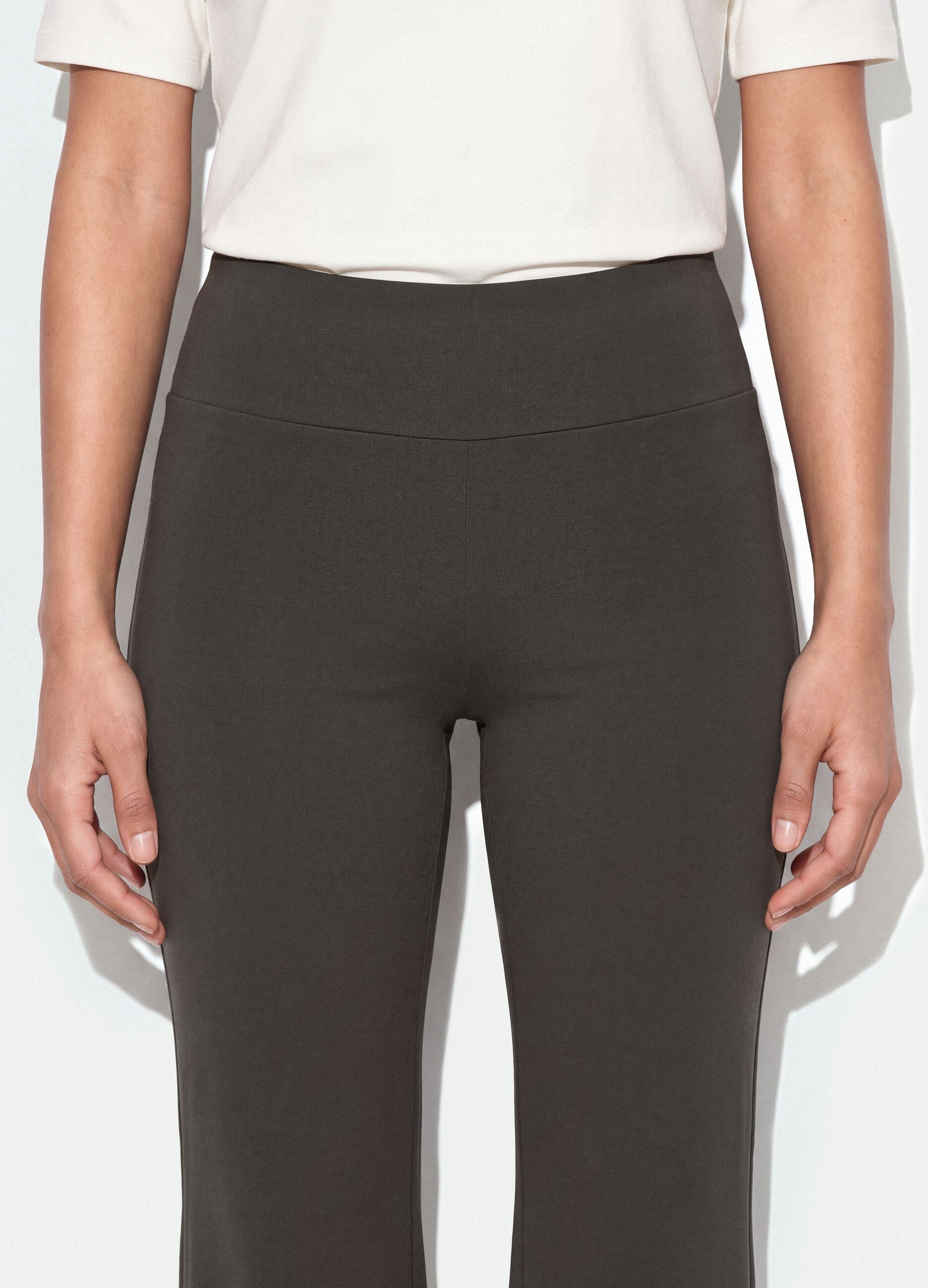 Grey flare trousers in stretch cotton