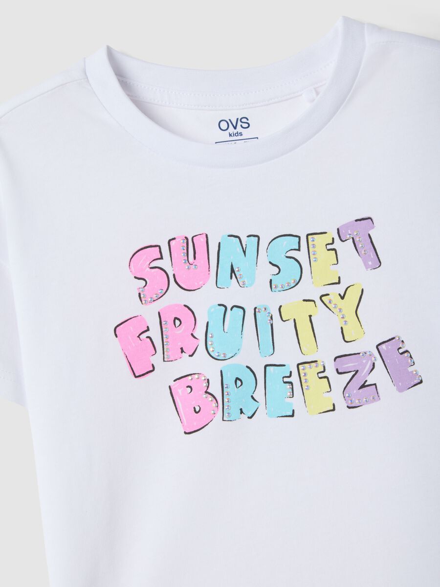 Girls' white pure cotton t-shirt regular fit with print_2