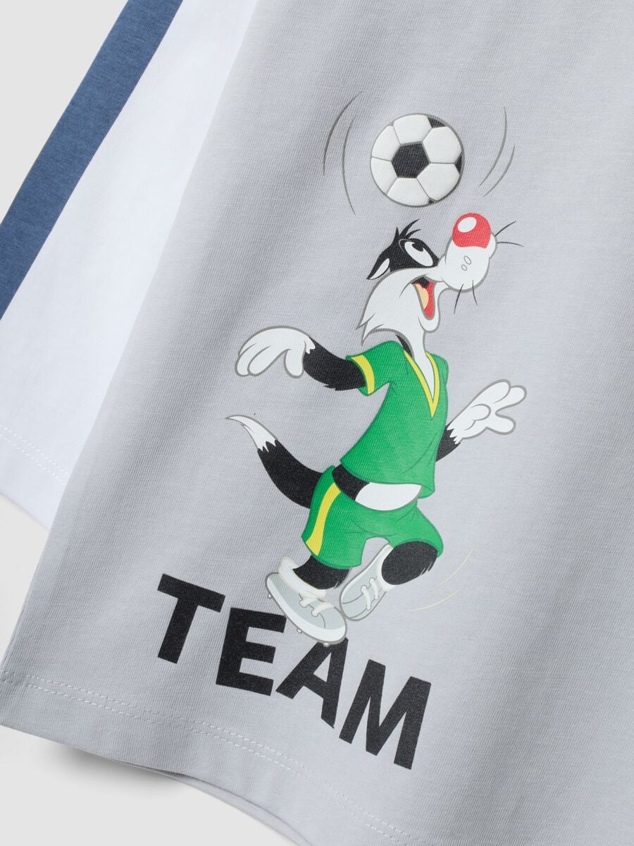 Grey pure cotton long-sleeve Looney Tunes print T-shirt for boys_3