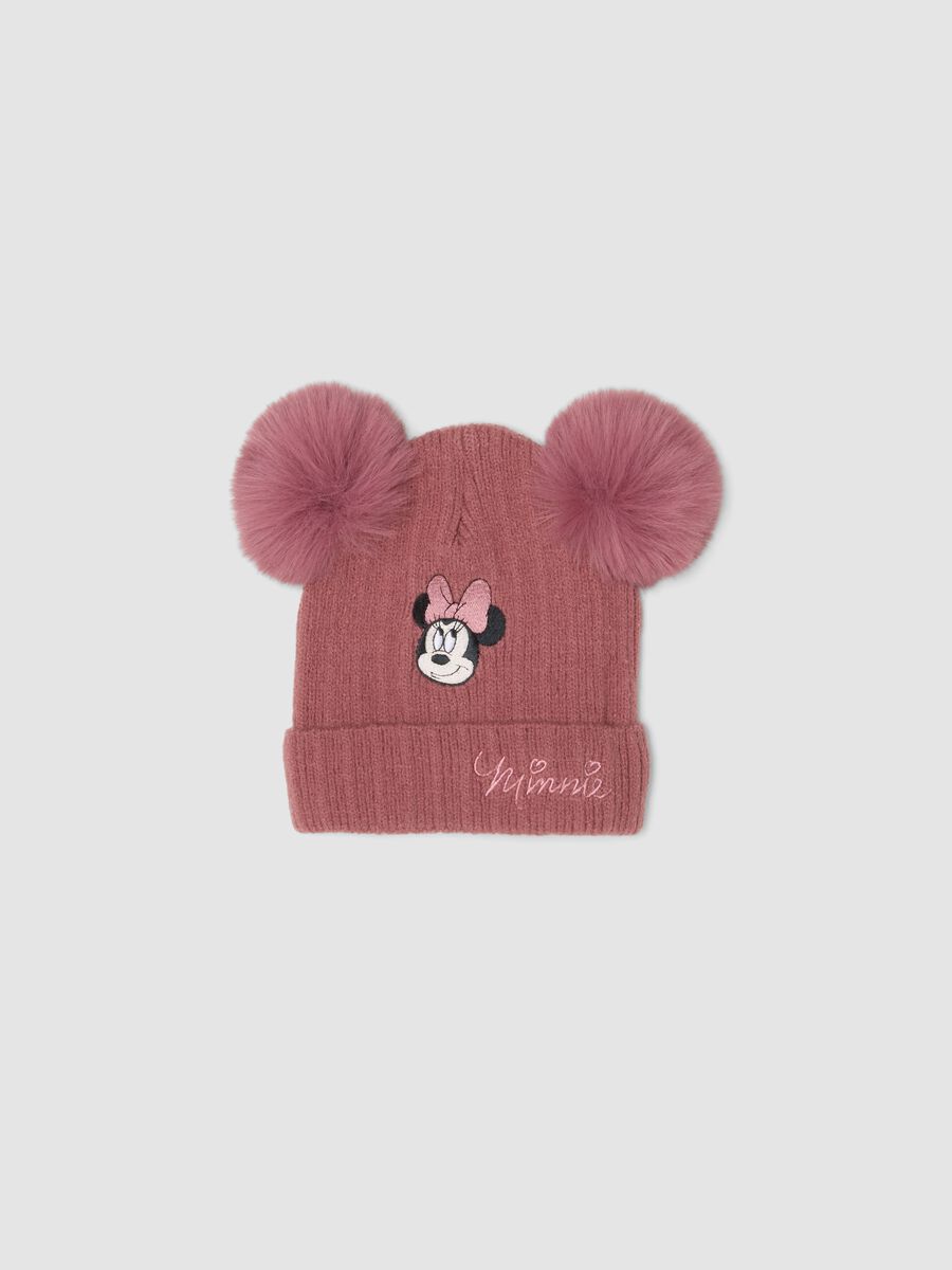 Cappello rosa con pompon e ricamo Minnie_0