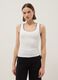 White stretch cotton tank top with contrast detailing, regular fit_1