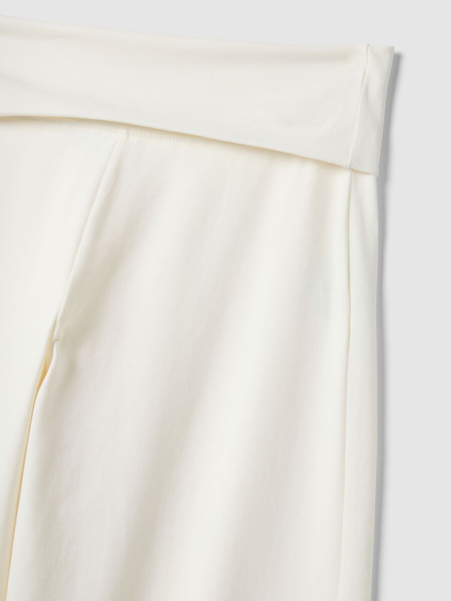 Wei&szlig;e Jogger-Hosen aus elastischer Baumwolle mit weitem Bein_1