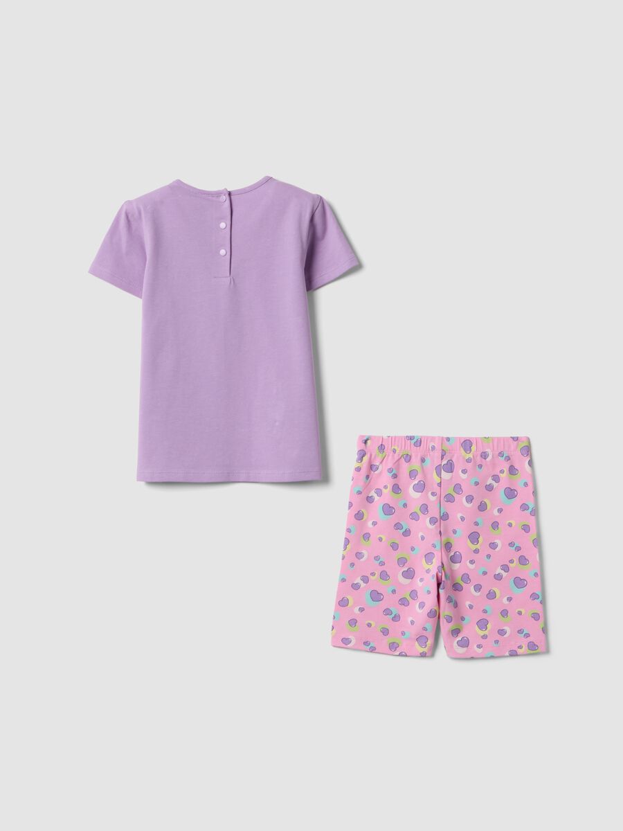 Conjunto roxo em algod&atilde;o el&aacute;stico com t-shirt e cal&ccedil;&otilde;es para menina, corte regular_1