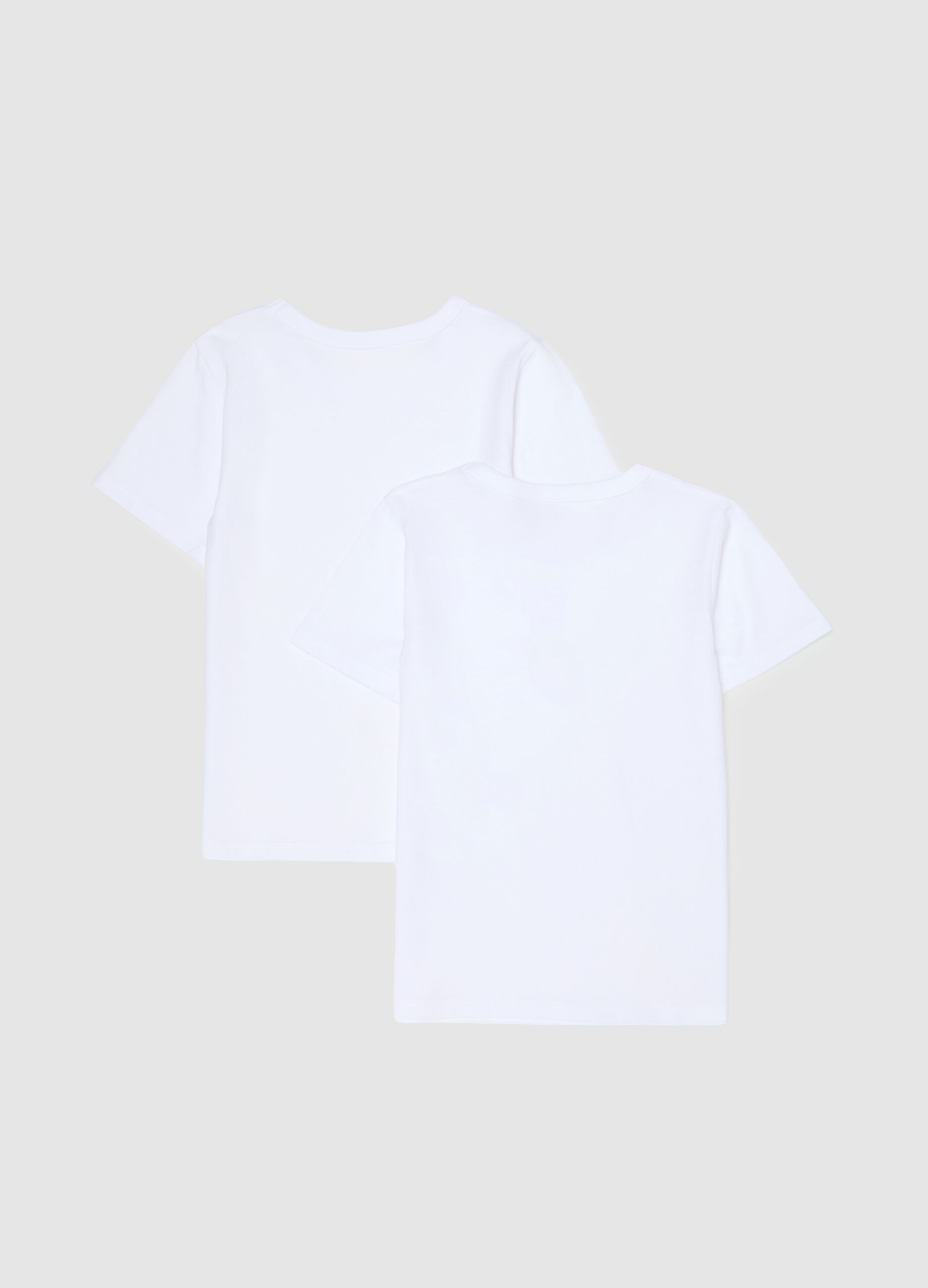 Pack of two white kids' t-shirts in pure cotton regular fit