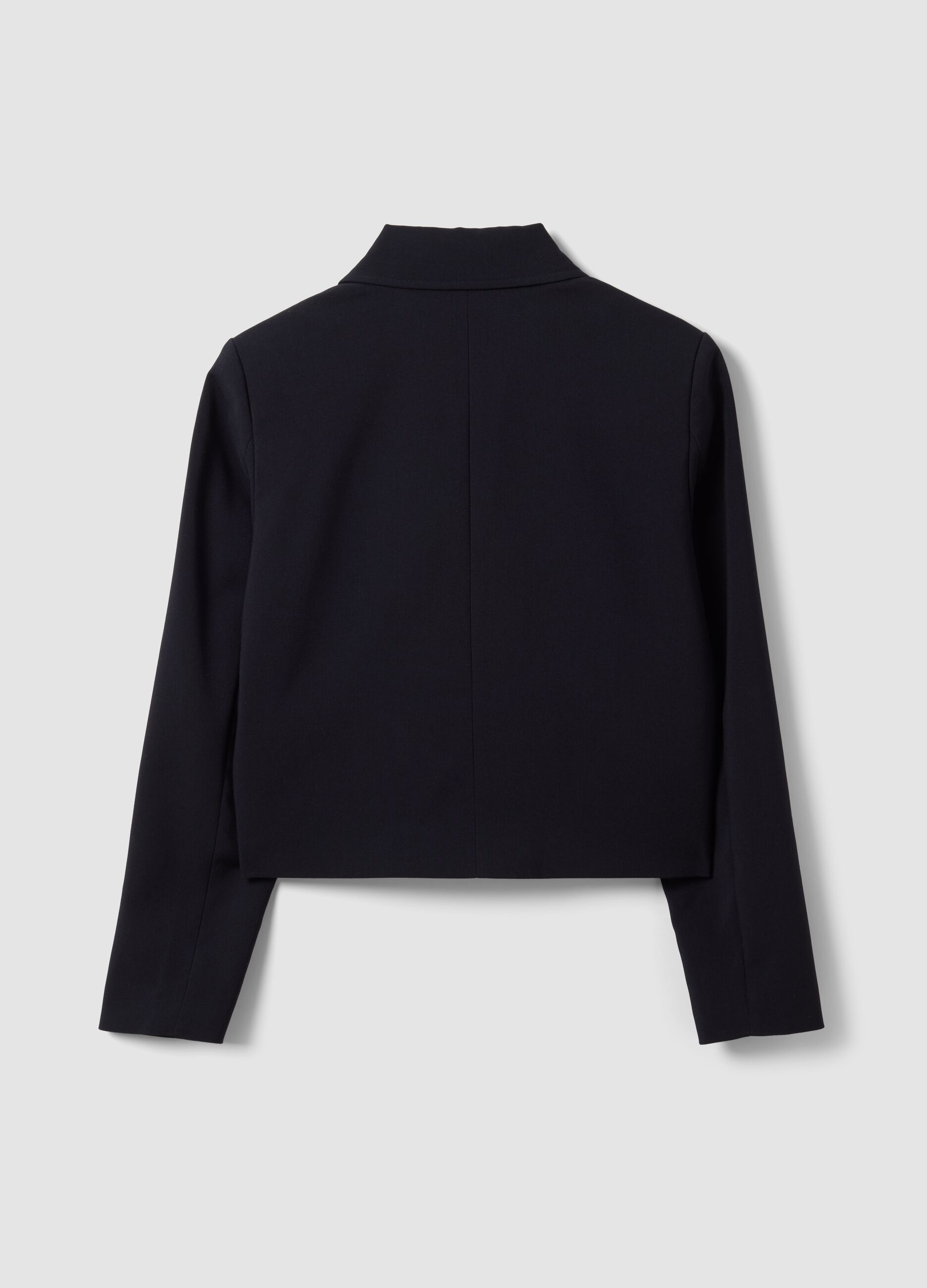 Blue double-breasted stretch viscose blazer with gold-tone buttons