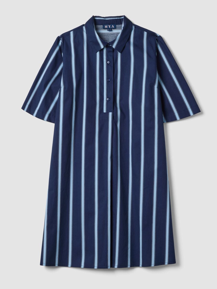 Blue striped pure cotton shirt dress_4