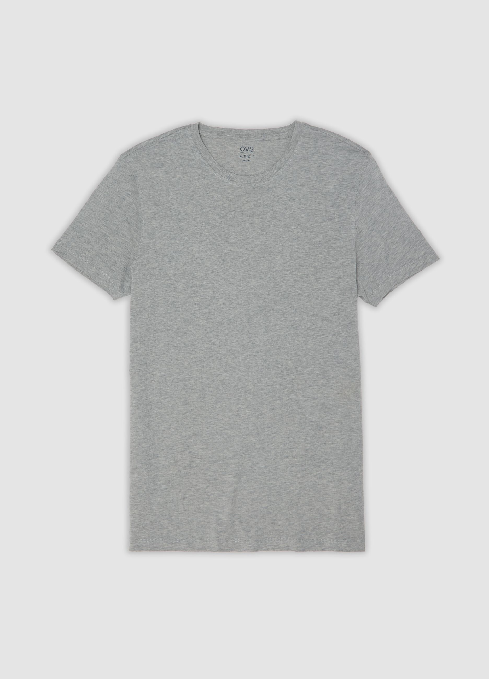Grey crew-neck T-shirt in pure Supima cotton, regular fit