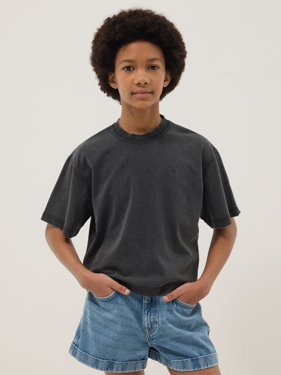 Grey pure cotton oversized fit girl&rsquo;s t-shirt_0