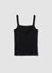 Crni rebrasti top bez rukava od čistog pamuka_0