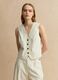 Beige slim fit viscose and linen mix waistcoat_2