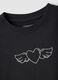 Black pure cotton crew-neck sweatshirt with heart print for girls_2