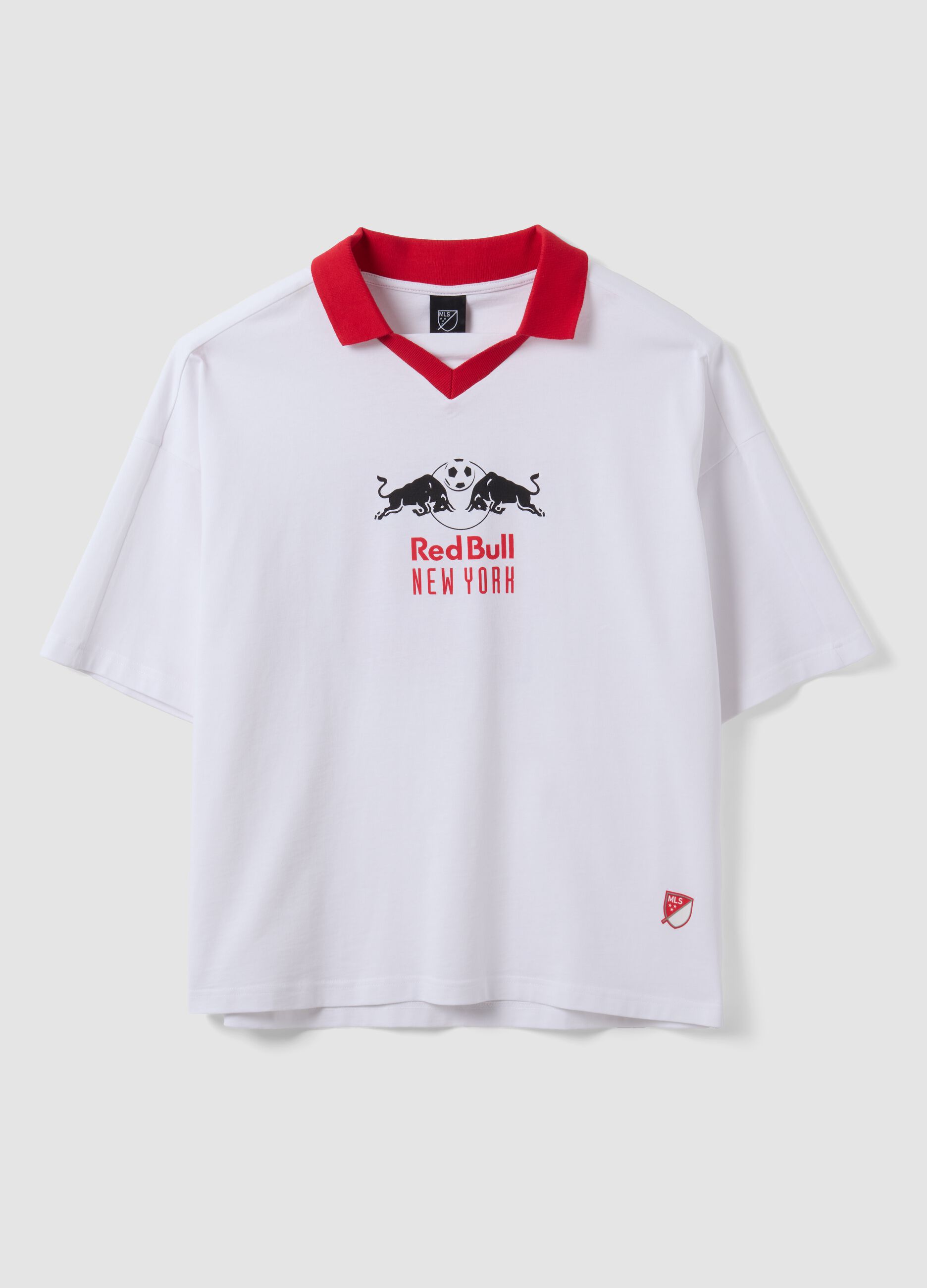 White pure cotton T-shirt with New York Red Bulls print