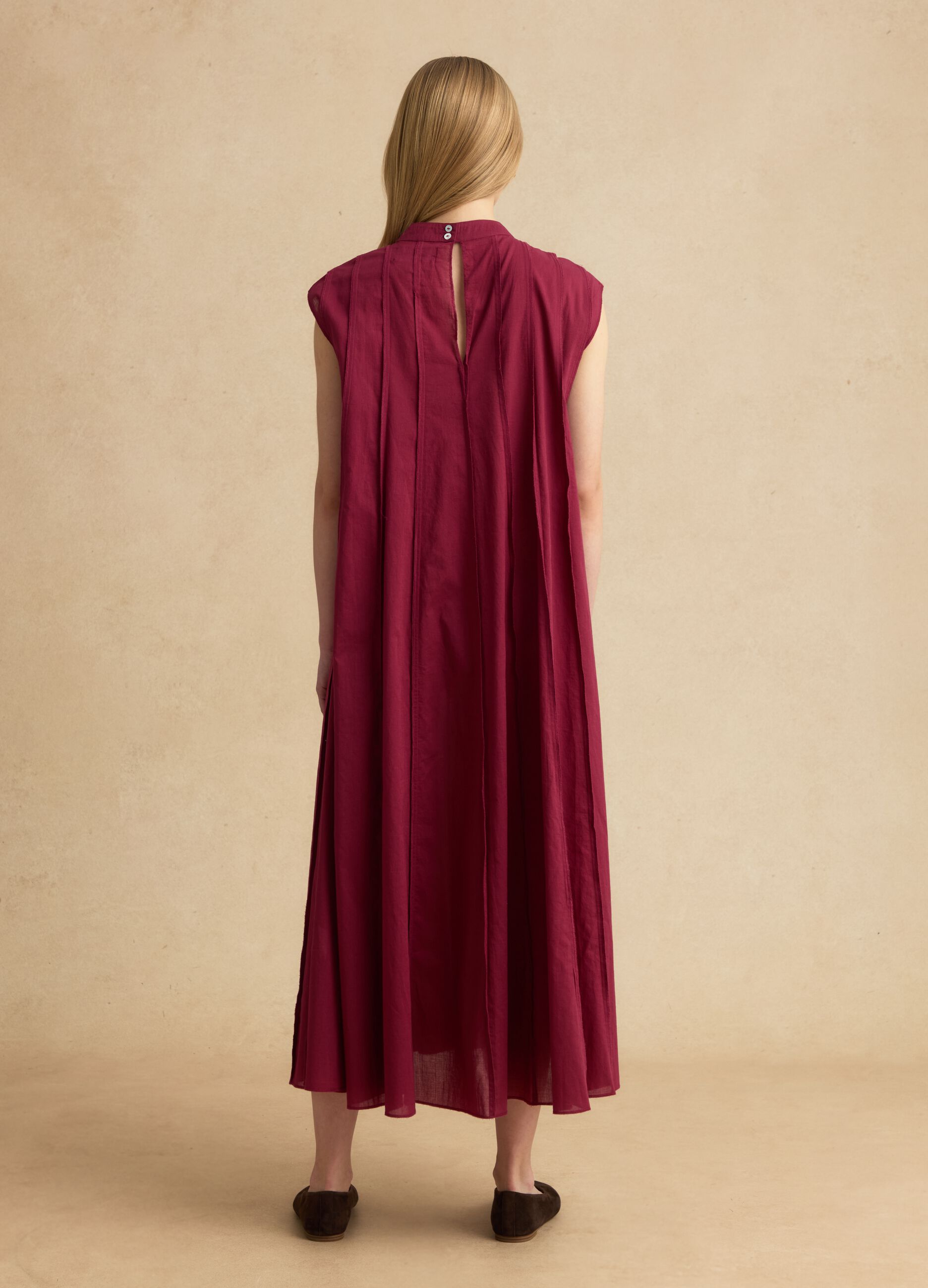 Red pure cotton midi dress