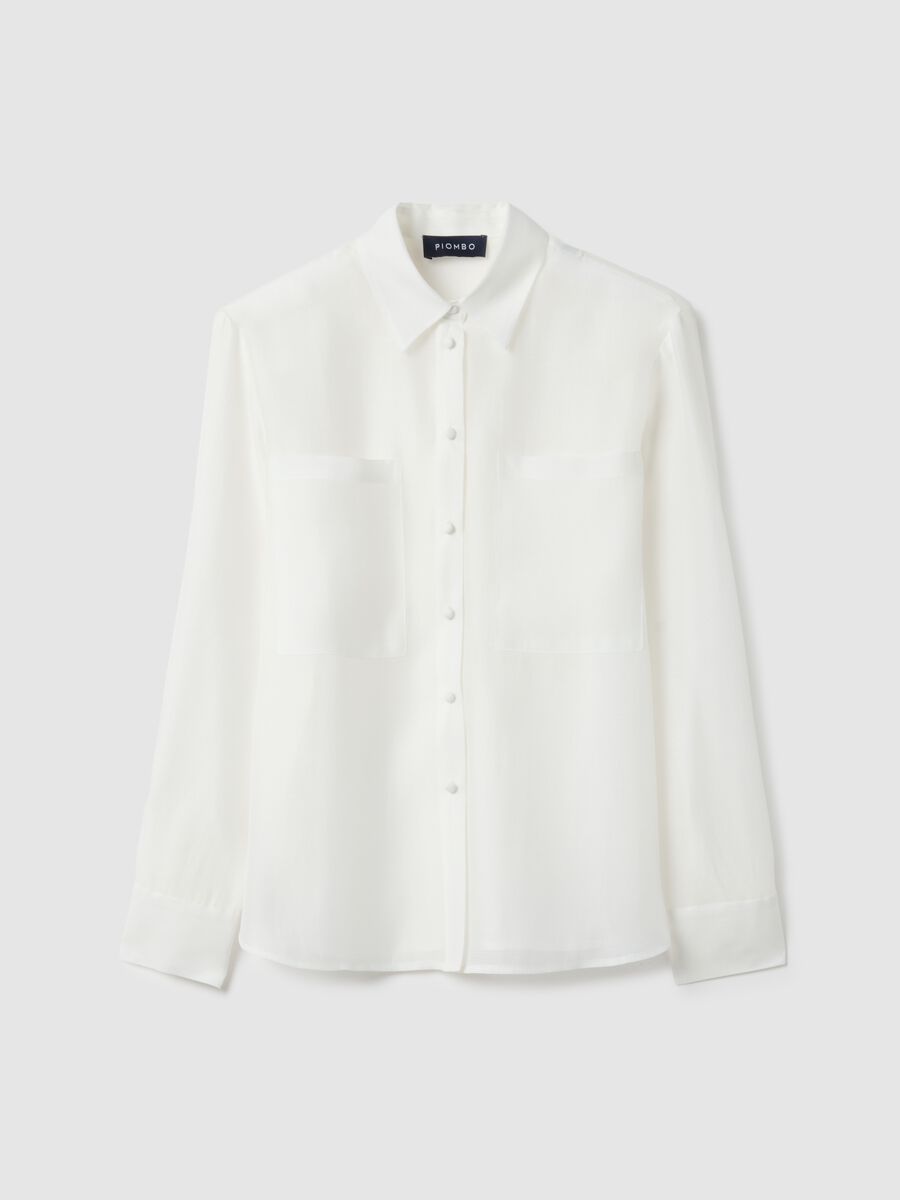 White Oversized Fit Lyocell Blend Shirt_5