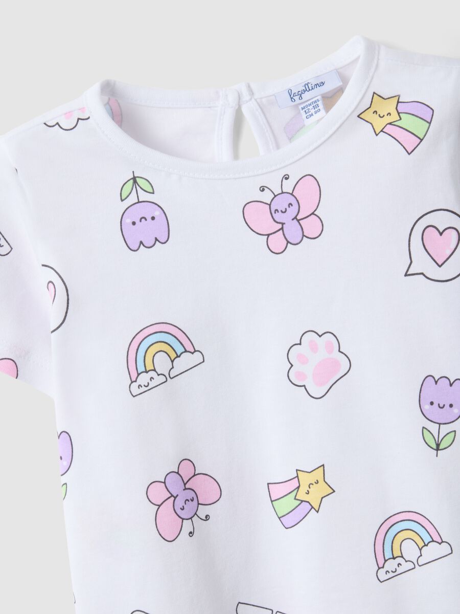 T-shirt in puro cotone bianca da bimba regular fit con disegni_3
