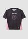 Black short-sleeve T-shirt with pink details, regular fit_3