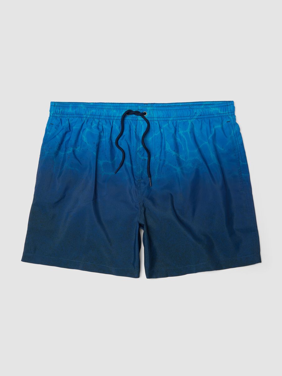 Blue ombr&eacute; swim shorts with elasticated waist_0