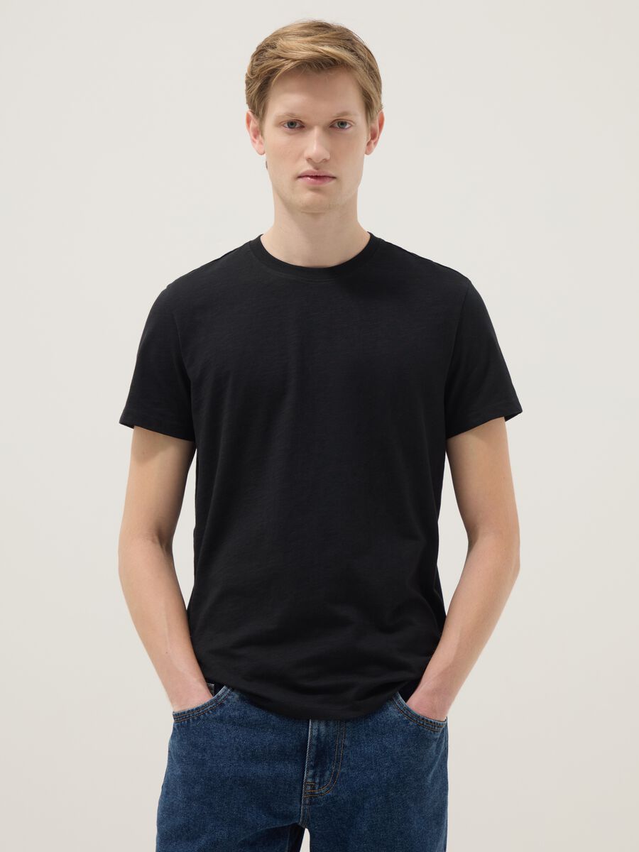 Black pure cotton short sleeve T-shirt regular fit_1