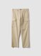 Beige linen-blend regular-fit cargo trousers_0