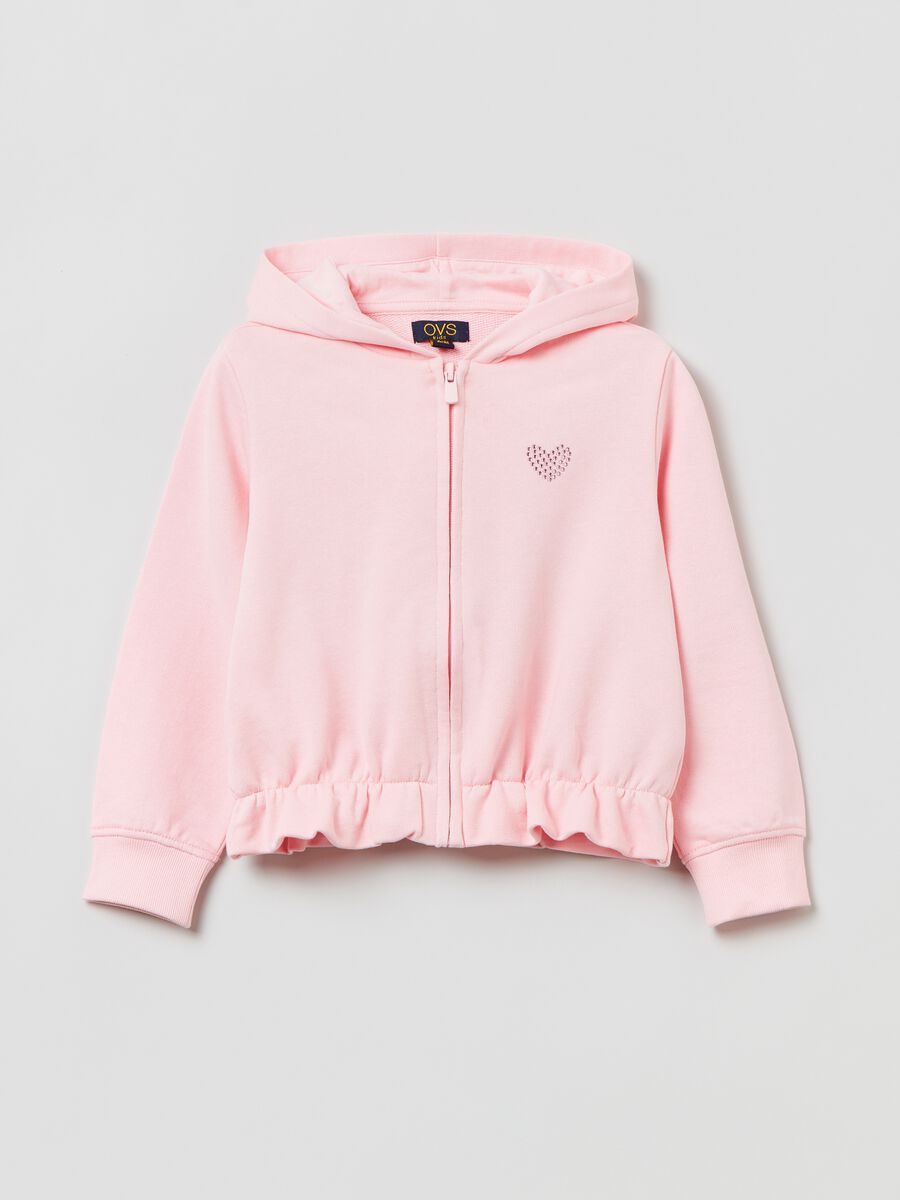 Full-zip hoodie with diamanté motif_0