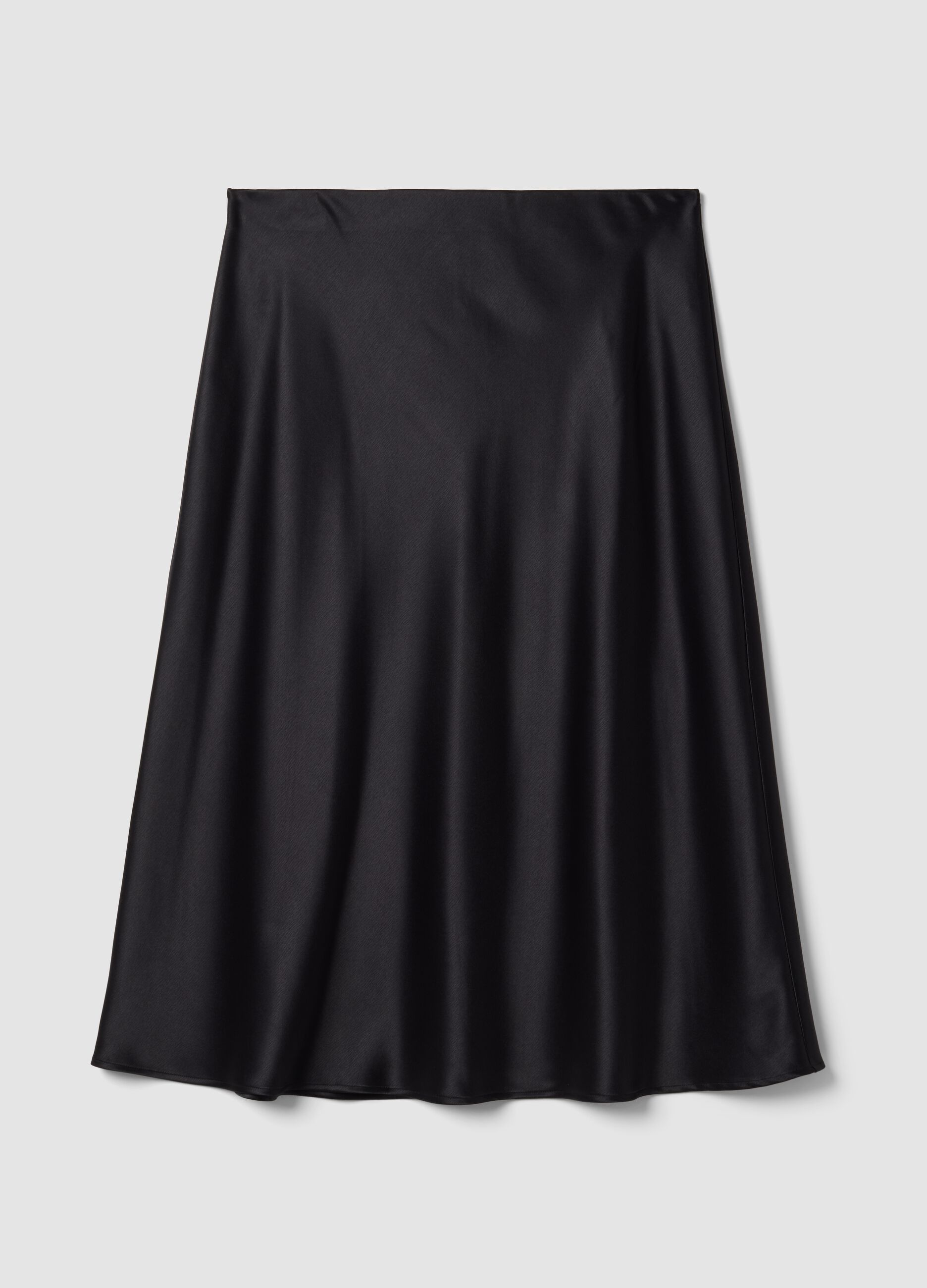 Schwarzer Satin-Midirock aus Stretchmaterial