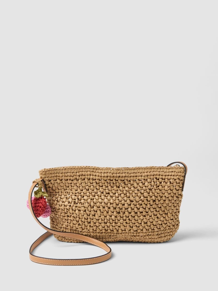 Bag in pure beige paper fabric with shoulder strap_1