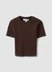 Braunes, geripptes Fitted-T-Shirt aus Stretch-Baumwolle_4