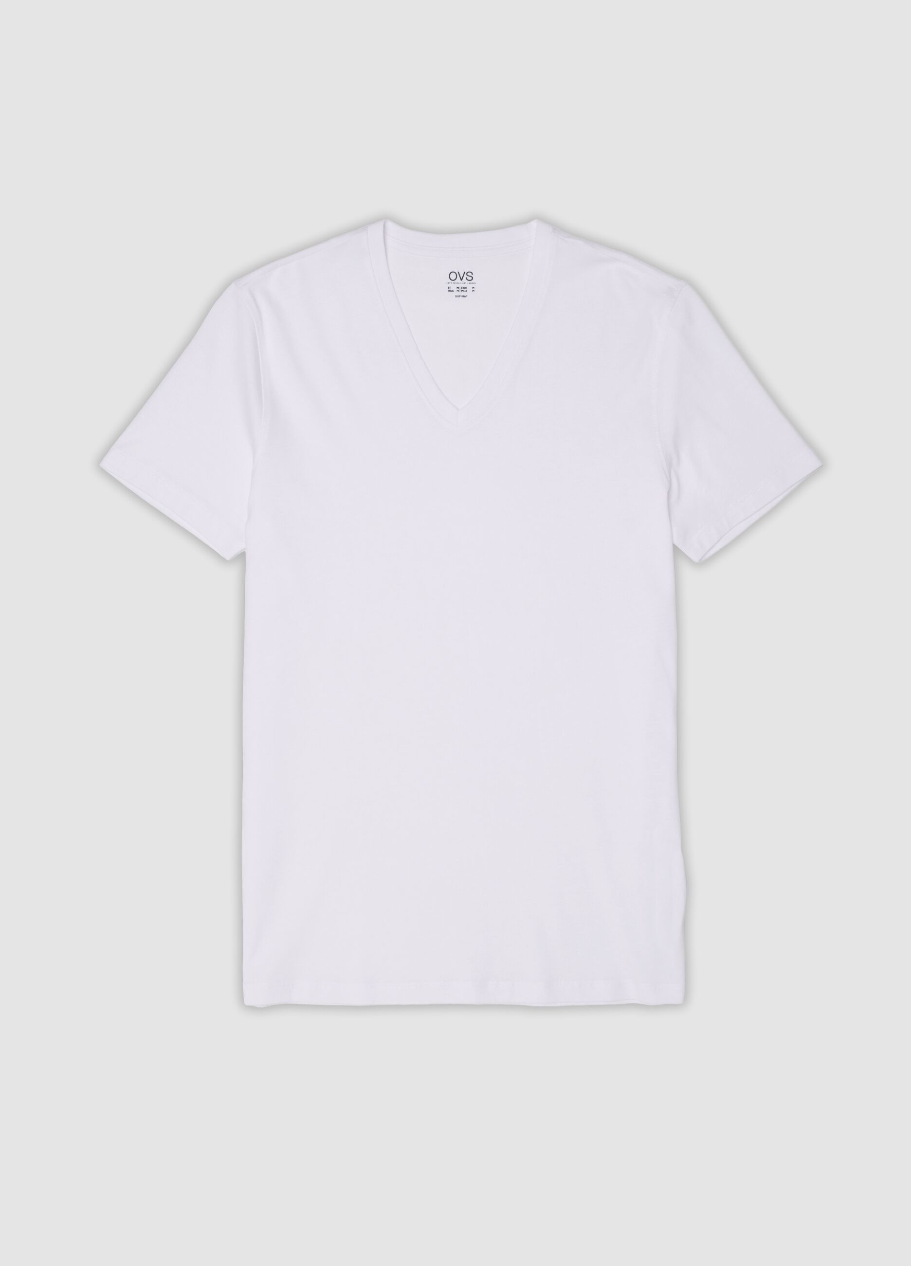 White pure Supima cotton V-neck T-shirt, regular fit