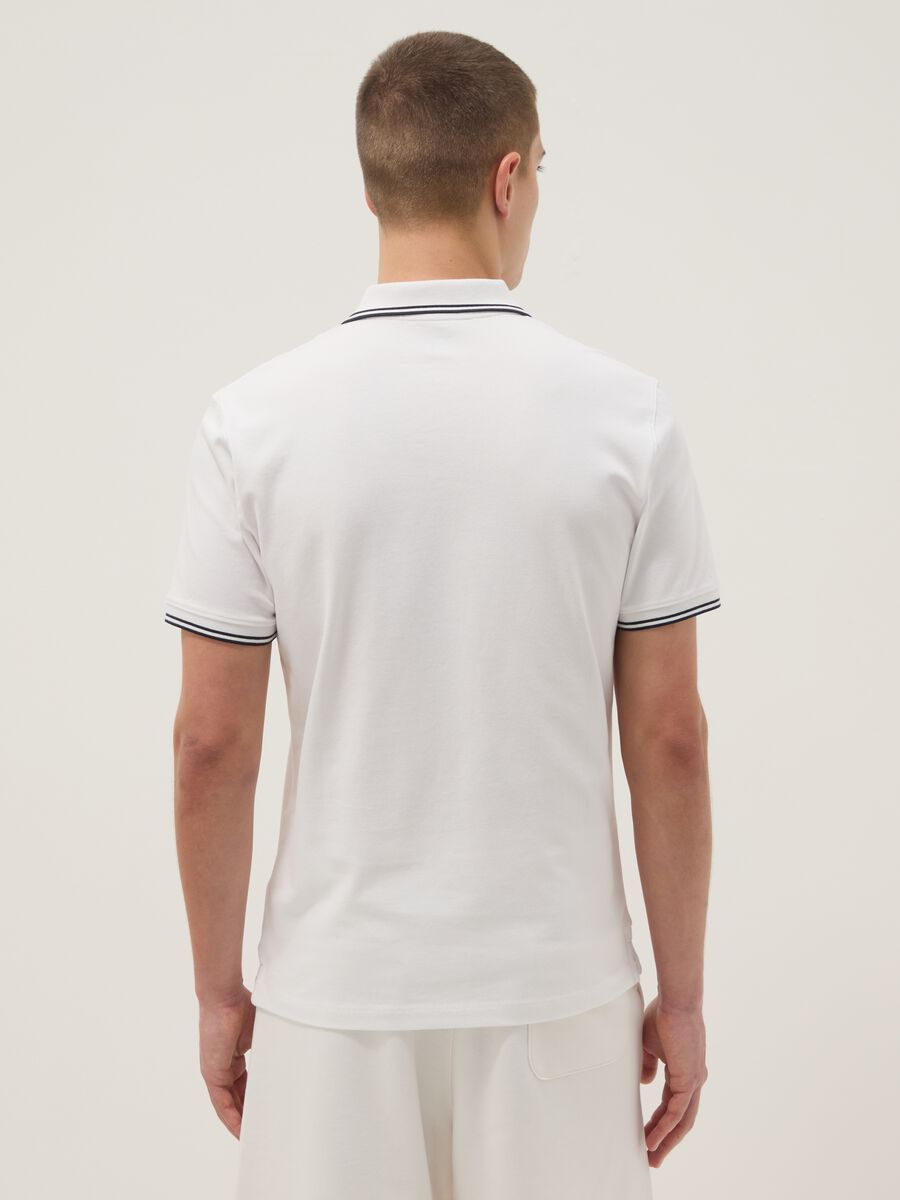 White stretch cotton polo shirt, regular fit_2