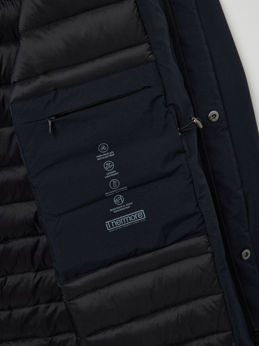 Blue regular fit padded parka with hood and zip_7