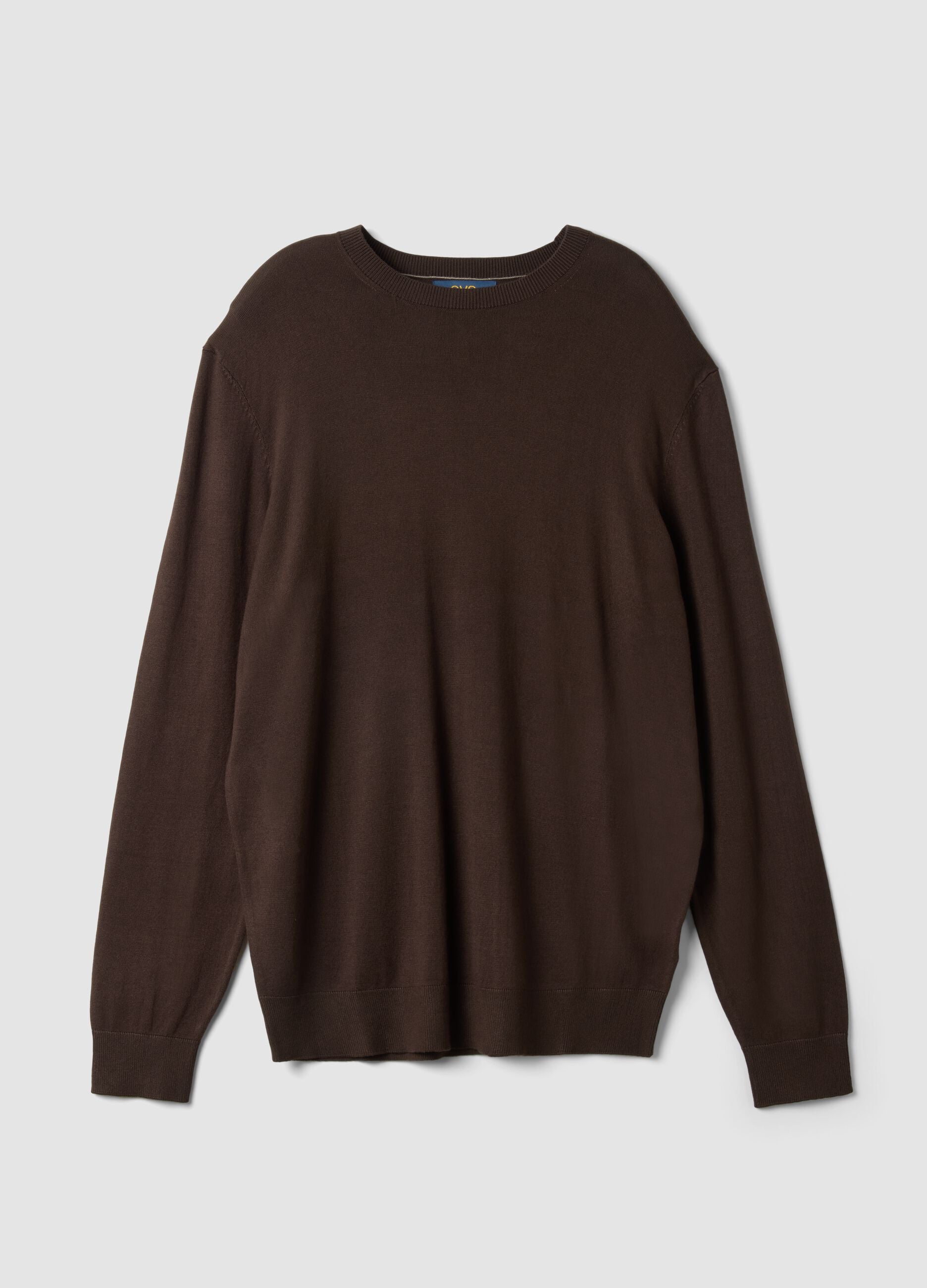 Brown crew-neck jumper in viscose blend, regular fit