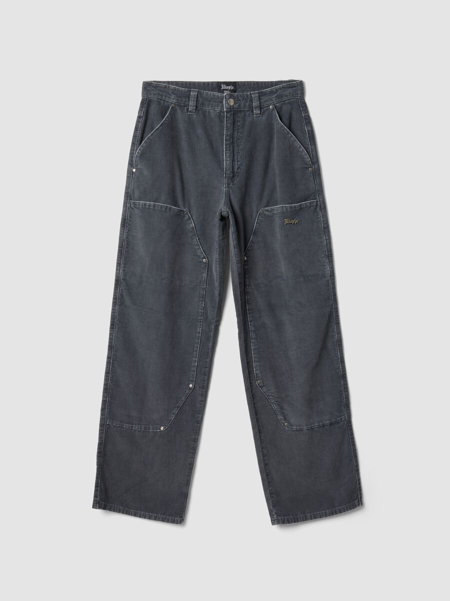 Corduroy Carpernter Pants Washed Grey_0