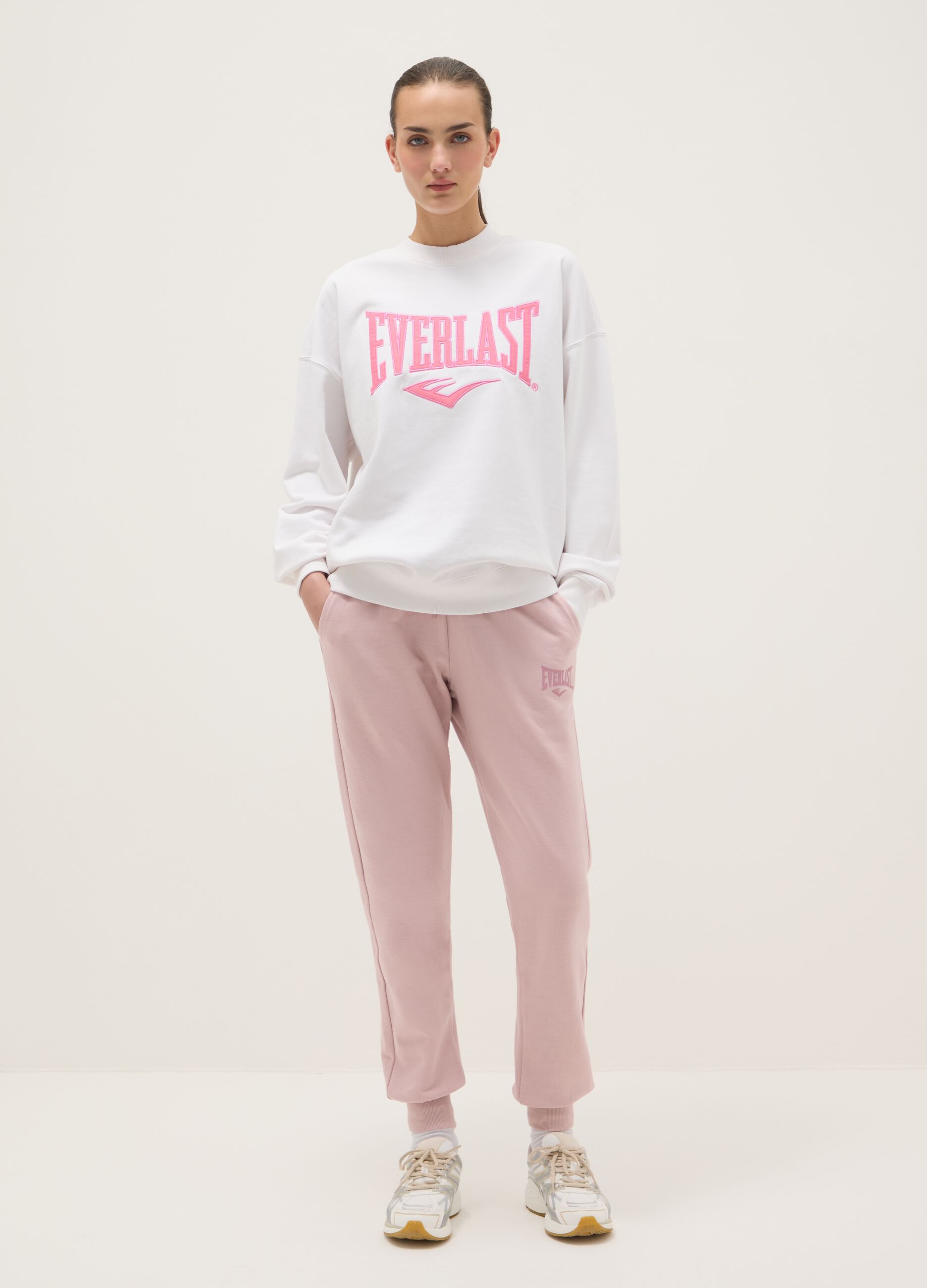 Pantalones rosas de mezcla de algod&oacute;n ajuste regular con logo Everlast