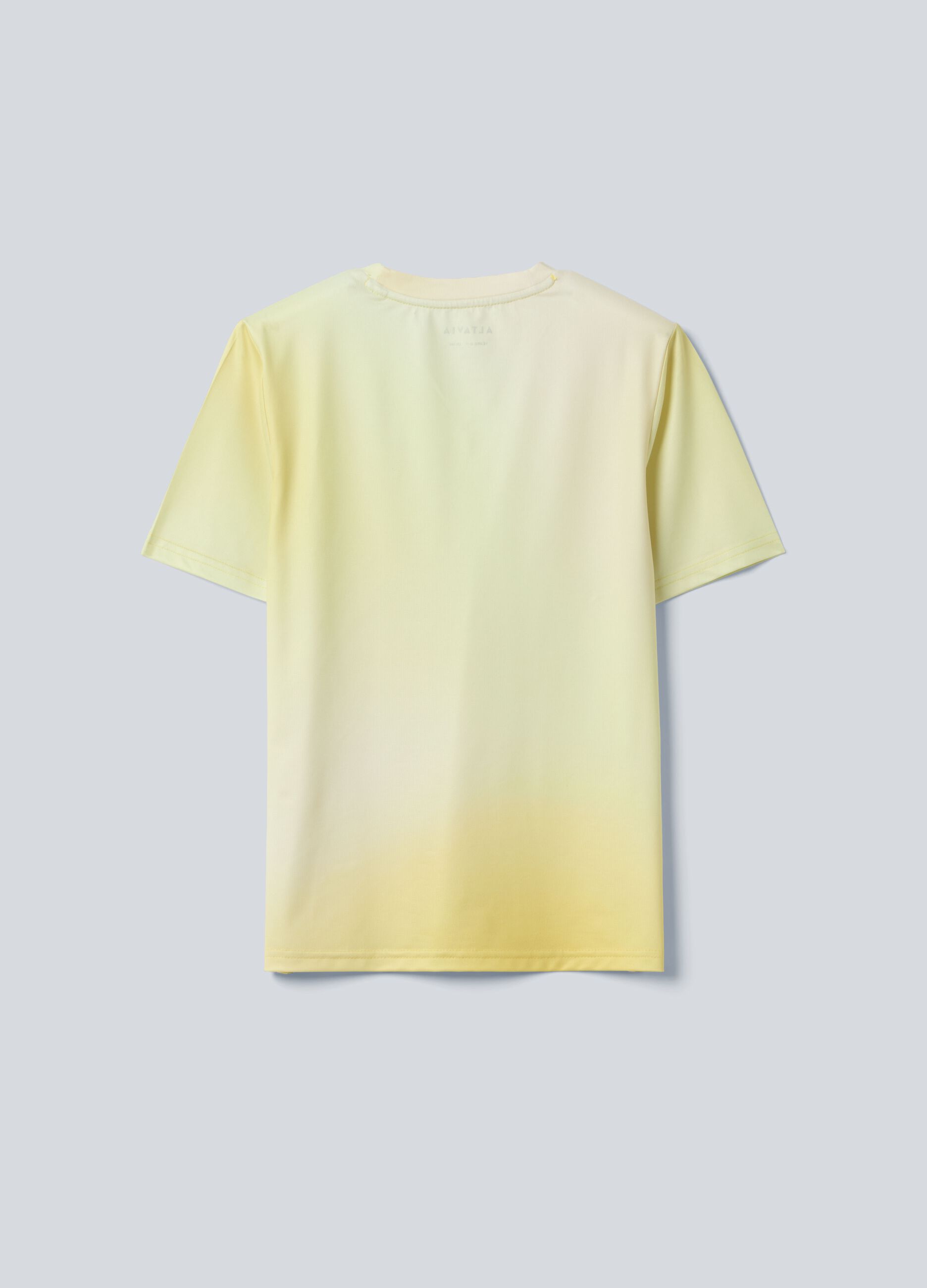 Yellow ALTAVIA COURT sports T-shirt in stretch technical fabric with tie-dye effect for boys