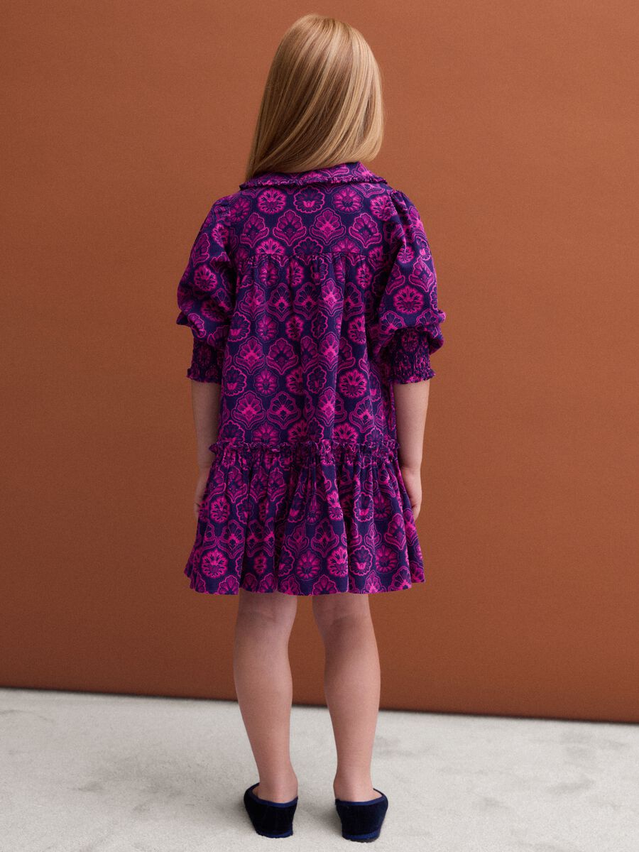 Purple ribbed pure cotton dress with grandad collar_2