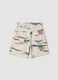 Beige pure cotton shorts with all-over print_4