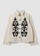 White linen and lyocell blend blazer with contrasting embroidery, regular fit_0