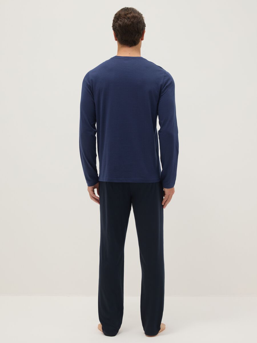 Long blue pyjamas in pure cotton, regular fit_2