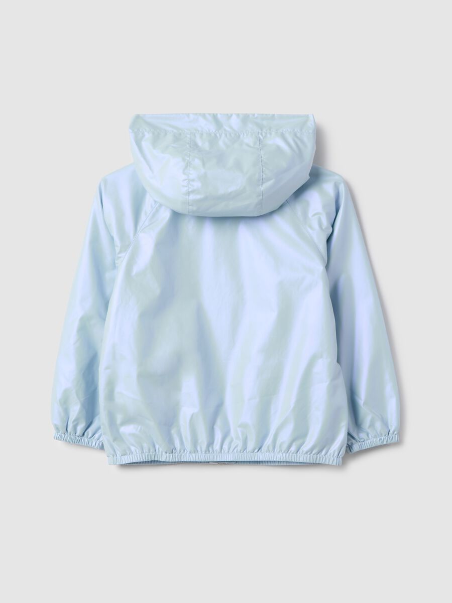 Girls' regular fit metallic blue jacket with zip and hood_1