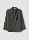 Black oversized cotton-blend checked shirt with bow_4