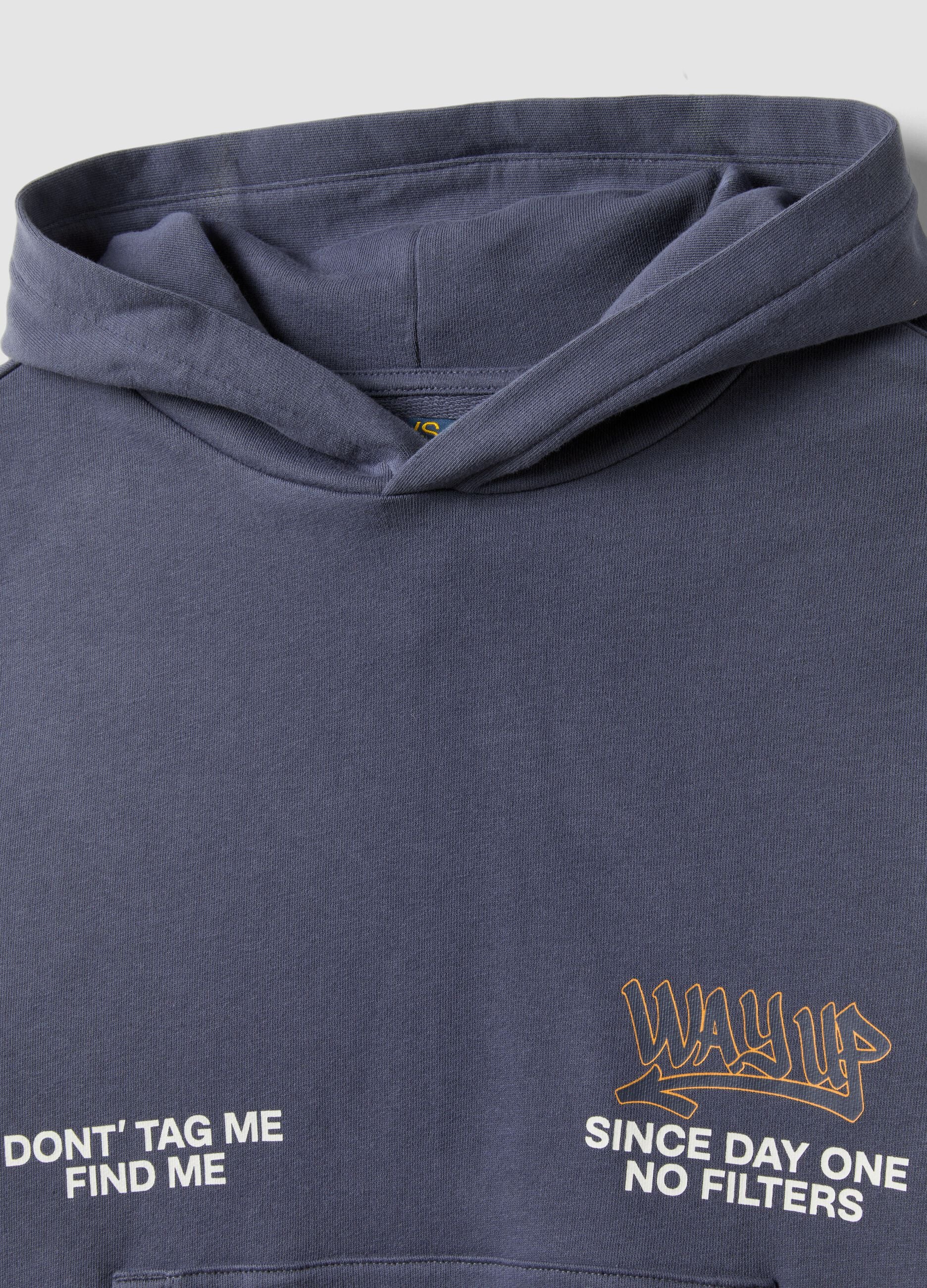 Grauer Oversize-Kapuzenpullover aus reiner Baumwolle f&uuml;r Jungen