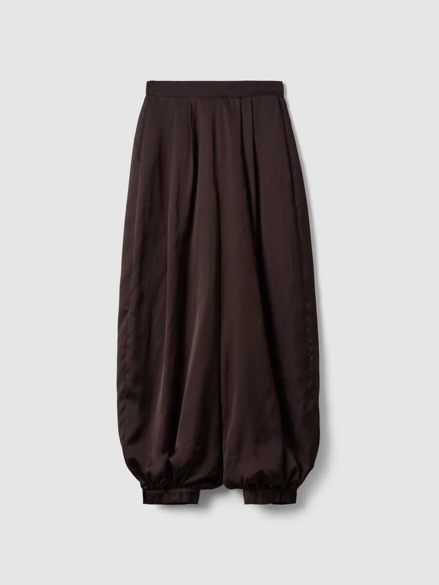 Braune Baggy-Fit-Hose mit elastischen B&uuml;ndchen_0