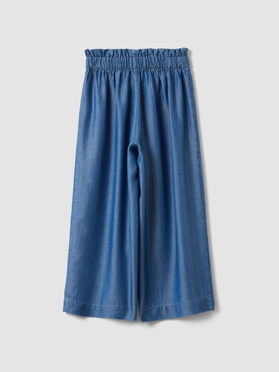 Girls' blue culotte jeans in pure lyocell regular fit_1