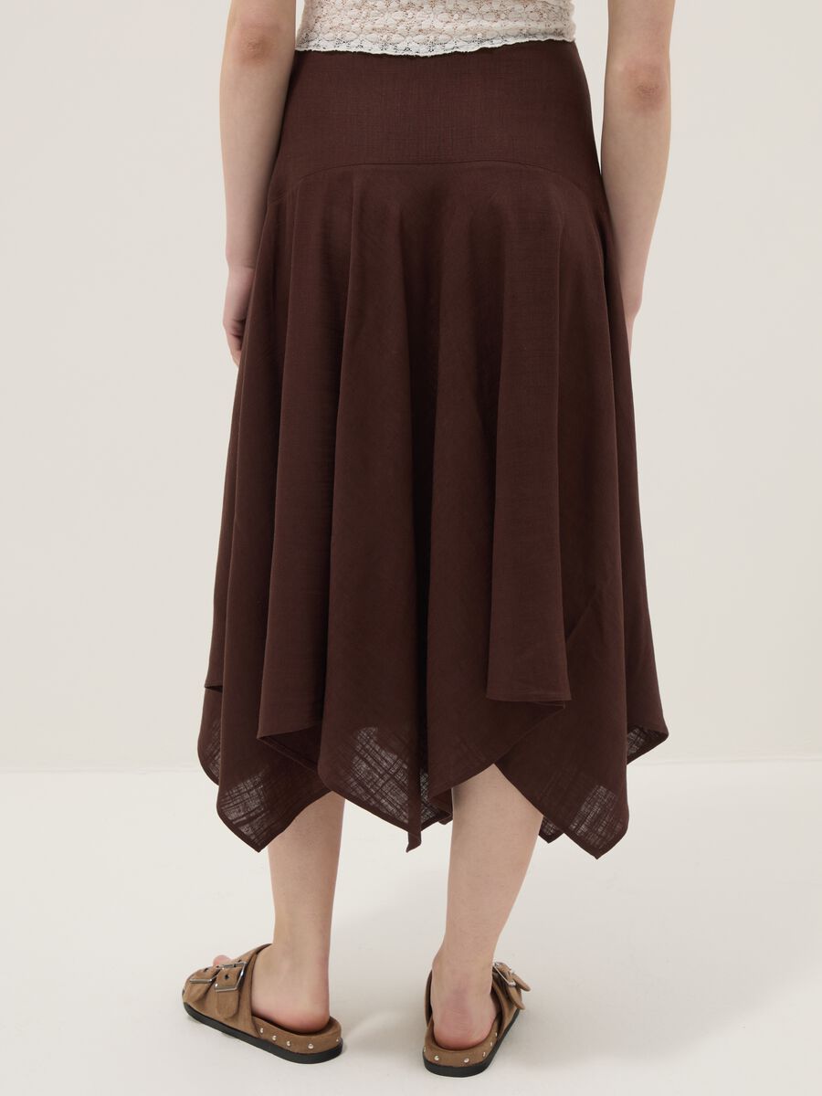 Flowing long brown viscose-linen blend skirt_2