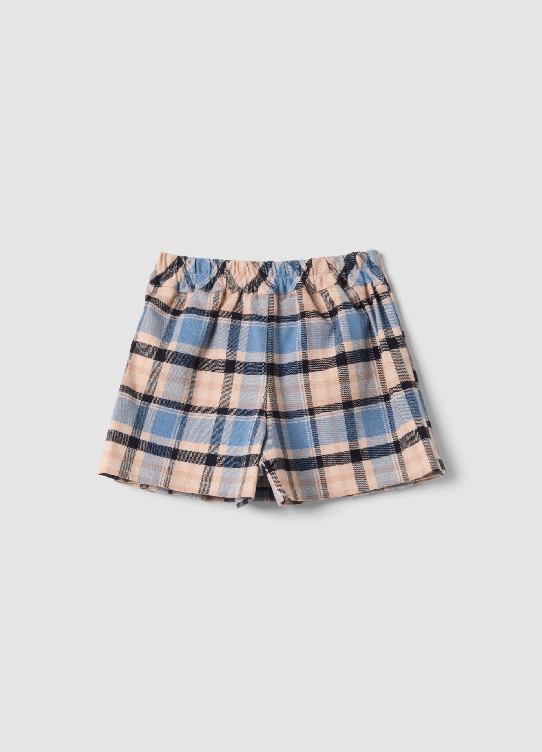 Blue checked stretch viscose skort